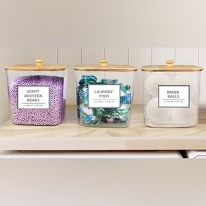 Laundry Storage Set with Gold Lids